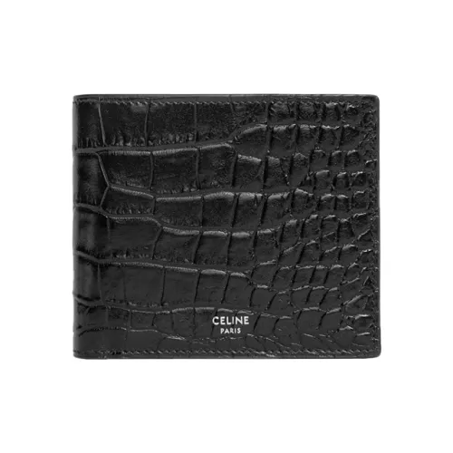 CELINE Крокодил Тисненый Телячья кожа Кошелек Мужской Черный