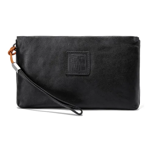 Ace Paul Конверт Сумка из крупнозернистой текстуры Коровьей Кожи Клатч Средний Унисекс Черный
