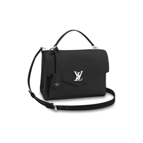 LOUIS VUITTON Mylockme Рельефная Телячья Кожа Сумка через плечо Женская Черная