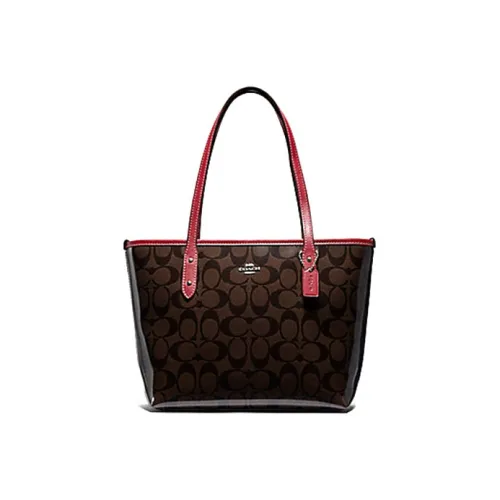 COACH City Zip Tote Veneer Ткань Холст Сумка через плечо Мини Женская