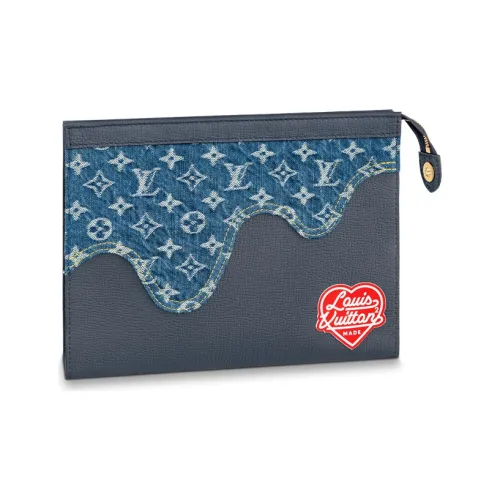 LOUIS VUITTON Коллаборация с Nigo Кожаный клатч среднего размера унисекс синий
