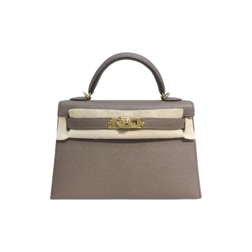 HERMES Mini Kelly Generation 1 Сумка Kelly из эпсомской кожи Сумка через плечо Сумка Mini Женская Цвет оловянно-серый