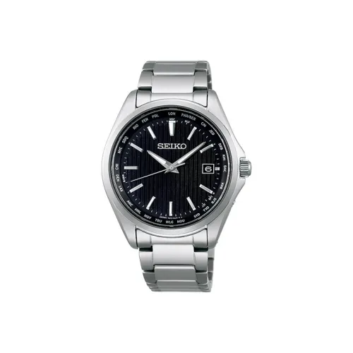 SEIKO Свет Кварцевый механизм Часы Мужские Черный циферблат