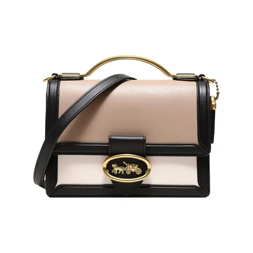 COACH Кожа Аккордеонная Сумка Маленькая Квадратная Сумка Сумка Сумка через плечо Сумка через плечо Средняя Женская Молочно-чайная Белая Черная