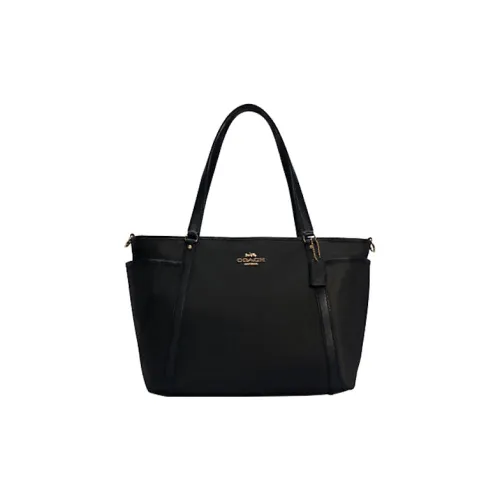 COACH Малыш Нейлон с кожаными вставками Тоут Сумка Сумка для покупок Портативная Сумка через плечо Сумка через плечо Большая Женская Черная