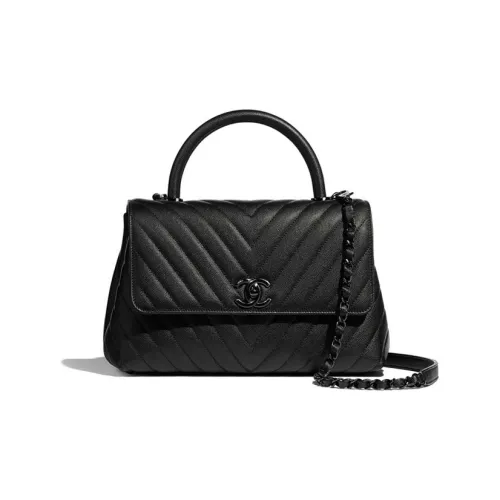 CHANEL Coco Handle Коровья кожа Сумка с цепочкой Сумка через плечо Женская Черная