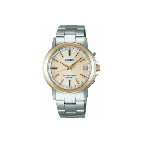 SEIKO Solar Collection Солнечный кварцевый механизм механизм нержавеющая сталь ремешок мужские часы желтый циферблат часов