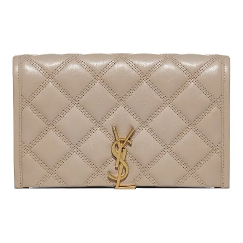 SAINT LAURENT BECKY Ромб Узор Овечья Кожа Цепь Кошелек Сумка через плечо Сумка на плечо Женская Бежевая