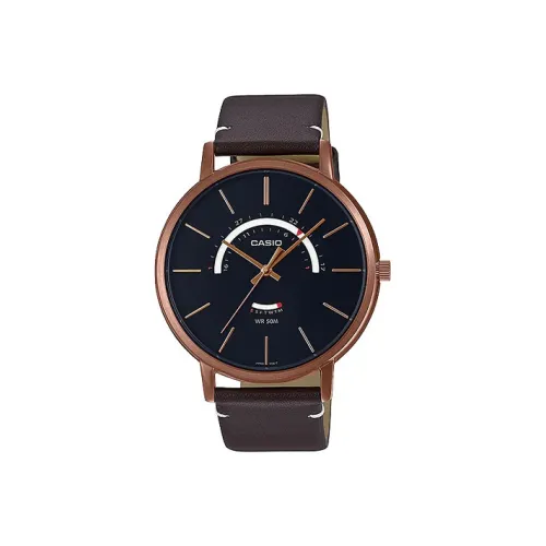 CASIO Standard Series Кварцевый механизм Кожаный ремешок Часы Мужские Черный циферблат MTP B105RL 1AV