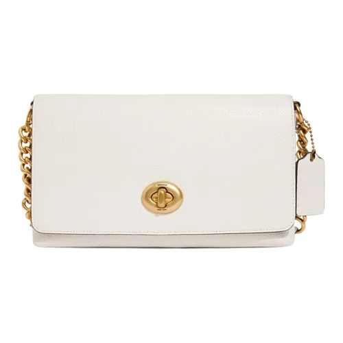 COACH Crosstown Галечная кожа Маленькая квадратная сумка Сумка на плечо Средний Женская Белая