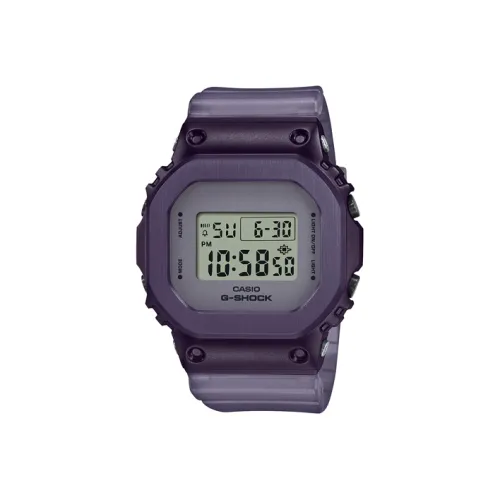 CASIO Full Metal Коллекция Квадратный циферблат Кварцевый механизм Смольный ремешок Часы Женские Фиолетовый циферблат часов