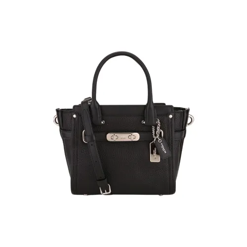 COACH Swagger Кожа Сумка через плечо Сумка Женская Черная