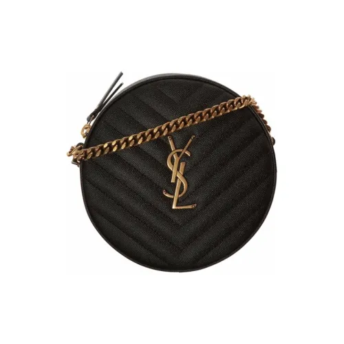 SAINT LAURENT Коровья кожа Маленькая круглая сумка сумка через плечо женская черная