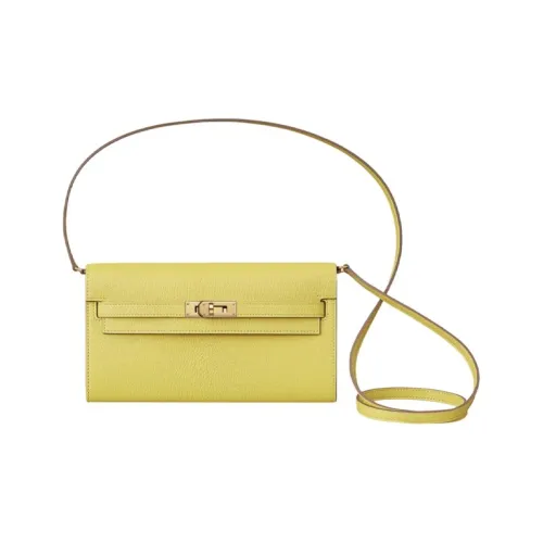 HERMES Kelly To Go Mysore Chevro Кошелек Ручная Сумка через плечо Маленькая Женская 9R Лайм Лимон