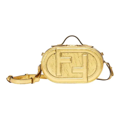 FENDI O'Lock Кожа Овал Сумка Camera Сумка Сумка на одно плечо Сумка через плечо Мини Женская Золотая