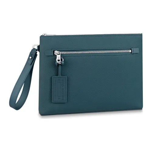 LOUIS VUITTON Aerogram Кожа Ручной работы Мужской Синий Хлопок для хранения