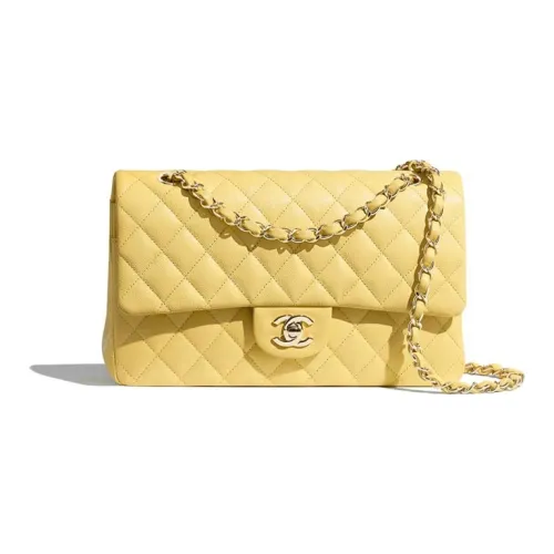 CHANEL Classic Flap CF с рельефной телячьей кожей и металлическим элементом сумка с клапаном сумка через плечо женская желтая