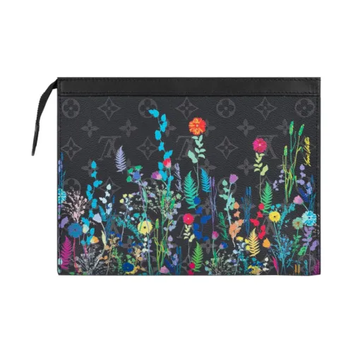 LOUIS VUITTON Pochette Voyage Покрытый холст Ручная сумка для туалетных принадлежностей Унисекс Черный