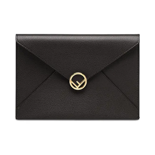 FENDI F is Fendi Телячья кожа Конверт Сумка Клатч Женский Черный