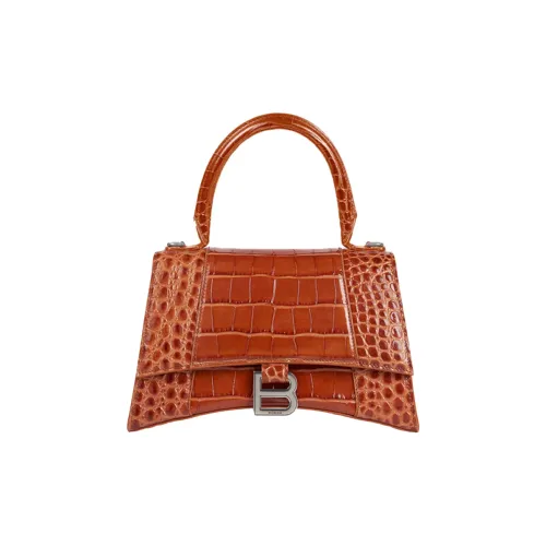 Balenciaga HOURGLASS Коровья кожа Сумка Hourglass Сумка Маленькая Женская Темно-коричневая