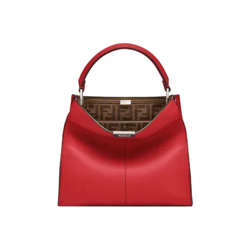 FENDI Ткань с кожаными вставками Тоут Сумка Сумка для покупок Сумка Сумка на одно плечо Средняя Женская Бургунди