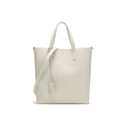 SAINT LAURENT Мягкая кожа Тоут Сумка Сумка для покупок Портативная сумка через плечо Женская Кремово-белая