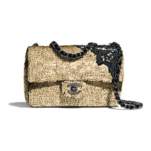 CHANEL Блестки Flip Сумка Сумка через плечо Сумка через плечо Женская Золотая