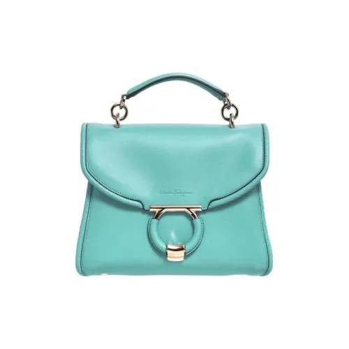 FERRAGAMO GANCINI Коровья кожа Сумка Женская Бирюзовая