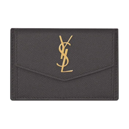 SAINT LAURENT YSL UPTOWN Рельефная тисненая кожа Корова кожа Картхолдер Женский Серый Белый