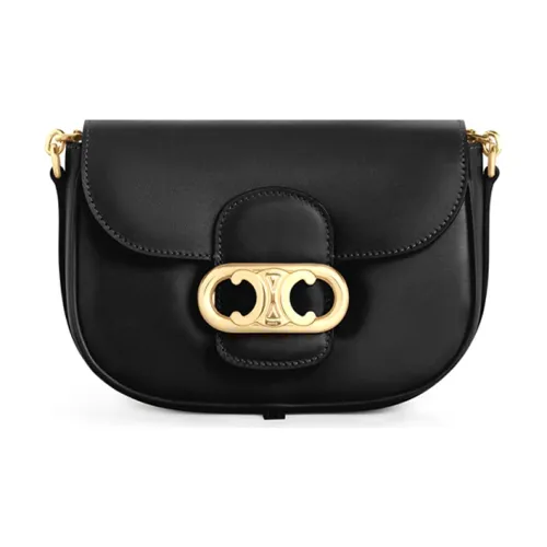 CELINE MaillonTriomphe Сумка из коровьей кожи с цепочкой сумка через плечо среднего размера женская черная