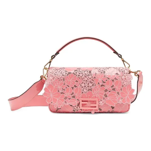 FENDI Baguette Коровья кожа Сумка через плечо Сумка среднего размера Женская Розовая Многоцветная Конфетная