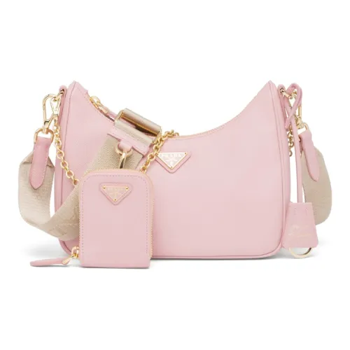 PRADA RE EDITION Кожа Плечевая сумка Стандартная Женская Персикового цвета
