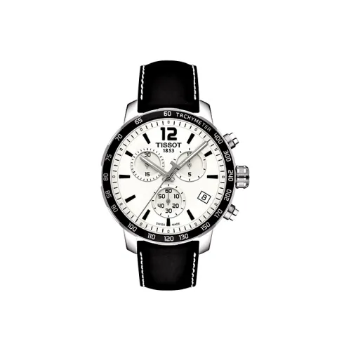TISSOT Time Jog Collection Кварцевый механизм Мужские часы Часы 42 мм Белый циферблат Корпус из нержавеющей стали Кожаный ремешок