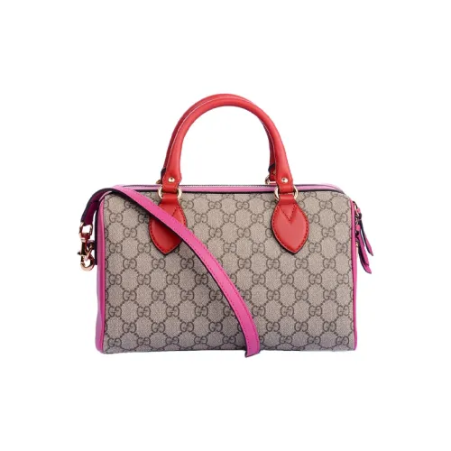 GUCCI Полиуретан Бостон Сумка через плечо Сумка Женская Цвет Эбеновое дерево Красный Фуксия