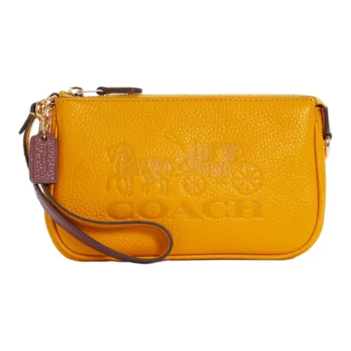 COACH Nolita Кожа Плечевая Сумка Ручная Мелочь Запястье Сумка Маленькая Женская Сумка Конфетного Цвета Апельсин
