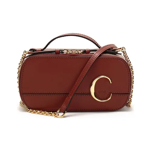 Chloe Коровья кожа Косметичка Сумка на одно плечо Мини Женская Коричневый