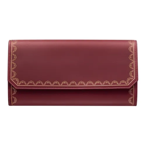 Cartier Guirlande Телячья кожа Кошелек Держатель для карт Клатч Женский Бордовый