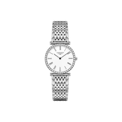 LONGINES Jialan Collection Кварцевый механизм Женские часы 29 мм Белый циферблат Корпус из нержавеющей стали Ремешок из нержавеющей стали