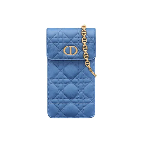 DIOR Caro Чехол для телефона из коровьей кожи Сумка через плечо Женская Цвет Васильковый синий