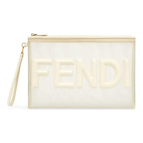 FENDI Марля с коровьей кожей полиамид средний клатч женский черный