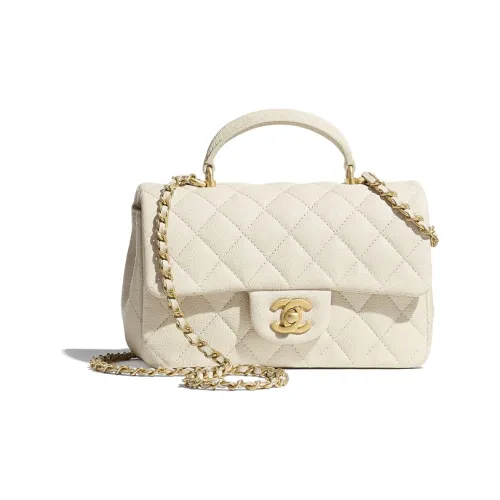 CHANEL Classic Flap CF Телячья кожа и металл через плечо одно плечо сумка женская бежевый