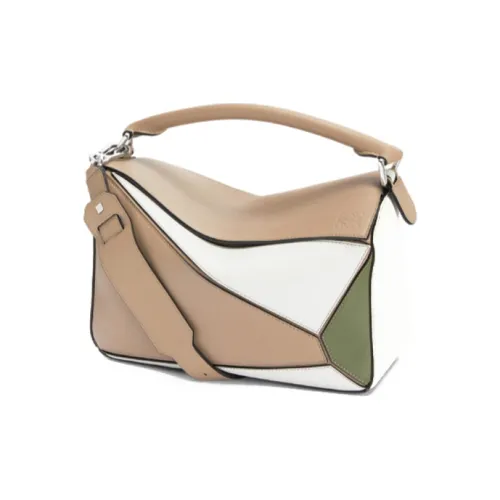 LOEWE Пазл Коровья кожа Геометрический Сумка сумка через плечо Сумка через плечо Женская Белая КАМЕЛ Яшмовый