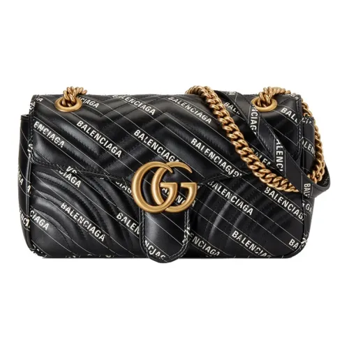 GUCCI Marmont Кожа Цепочка Одно плечо Ручная сумка Сумка через плечо Обычный Женский Черный