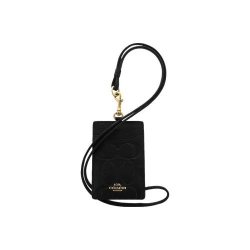 COACH Lanyard Кожа Картхолдер Маленький Унисекс Черный
