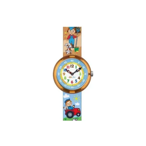 Swatch Quartz Механизм Детские часы 32 мм Белый циферблат Пластиковый корпус Часы Силиконовый ремешок