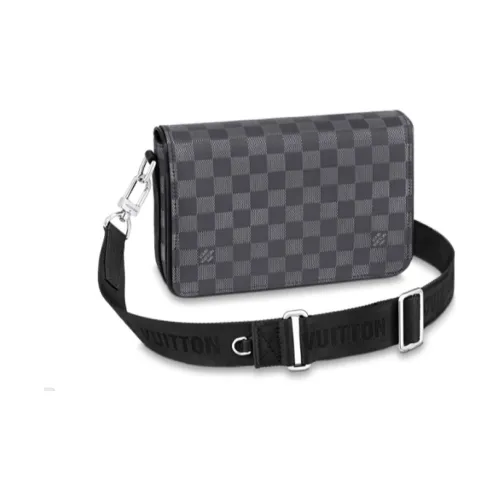 LOUIS VUITTON Кожа Курьерская Сумка Плечевая Сумка Мужская Черная