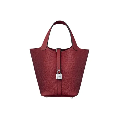 HERMES Picotin Lock Сумка через плечо из коровьей кожи сумка 18 женская гранатово-красный