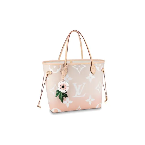 LOUIS VUITTON NEVERFULL Покрытый холст Тоут Сумка Сумка для покупок Комбинированная сумка Сумка на одно плечо Средняя Женская Туманно-розовая