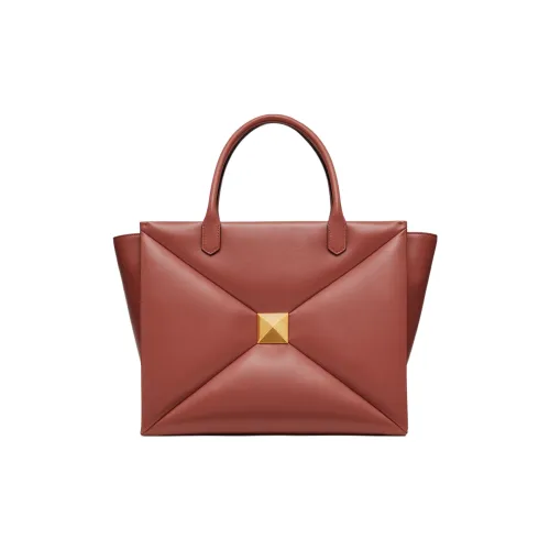 Valentino One Stud Овечья шкура Одно плечо Сумка Большой Женские Цвет имбирного печенья Красно-коричневый