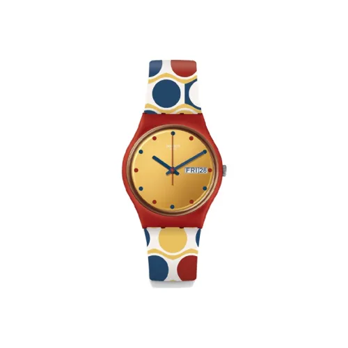 SWATCH A Gala NIGHT Коллекция Кварцевый механизм Женские часы 34 мм Желтый циферблат Пластиковый корпус Часы Силиконовый ремешок